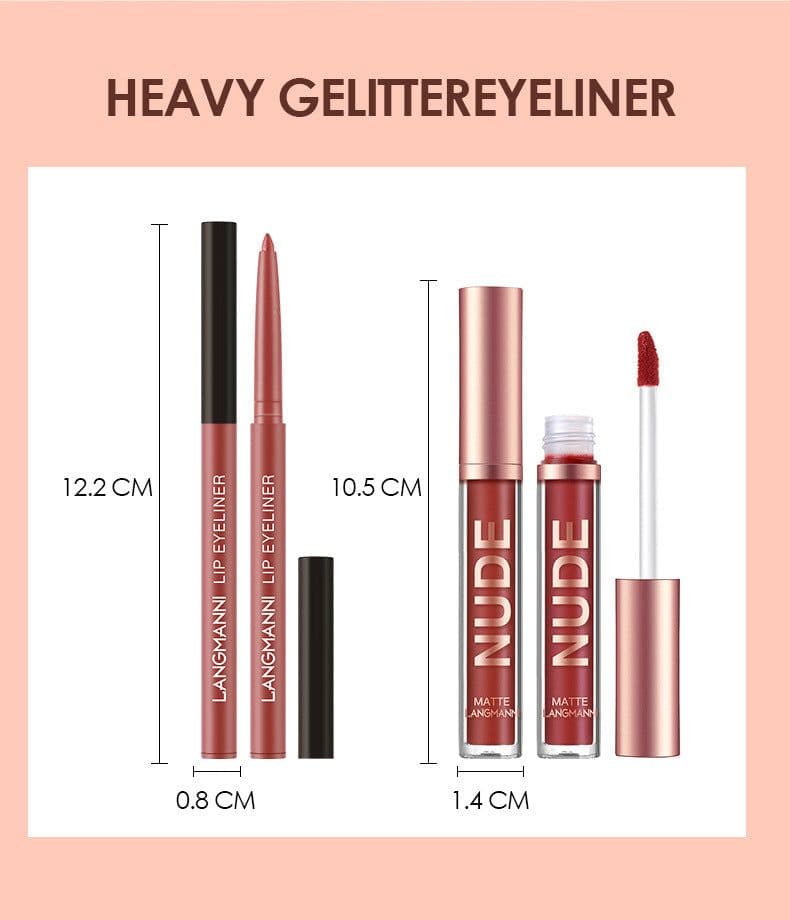 image-Lip Liner And Lipstick Makeup 12 Pcs Set 6 Matte Lipstick 6 Lip Liner Pens Waterproof Long Lasting Matte Lipstick Beauty Cosmetics Makeup Gift For Girls Lipstick Set
