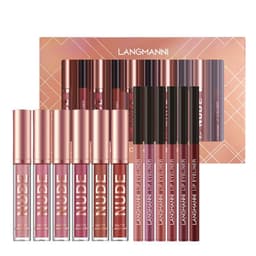 image-Lip Liner And Lipstick Makeup 12 Pcs Set 6 Matte Lipstick 6 Lip Liner Pens Waterproof Long Lasting Matte Lipstick Beauty Cosmetics Makeup Gift For Girls Lipstick Set