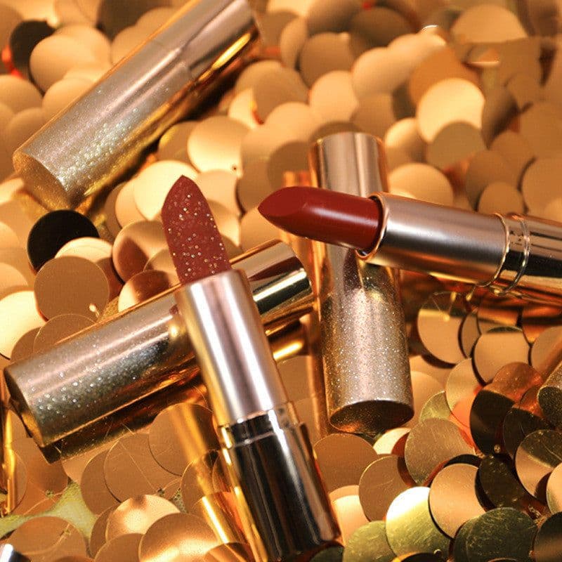 image-Fashion Small Sachet Mousse Lipstick Leopard Print Chain With Small Round Mirror Set
