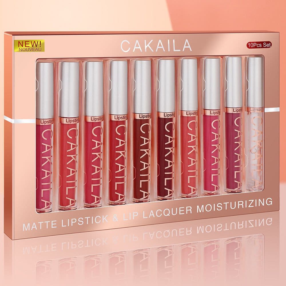 image-Pack Of 10 Matte Nonstick Cup Waterproof Lip Gloss