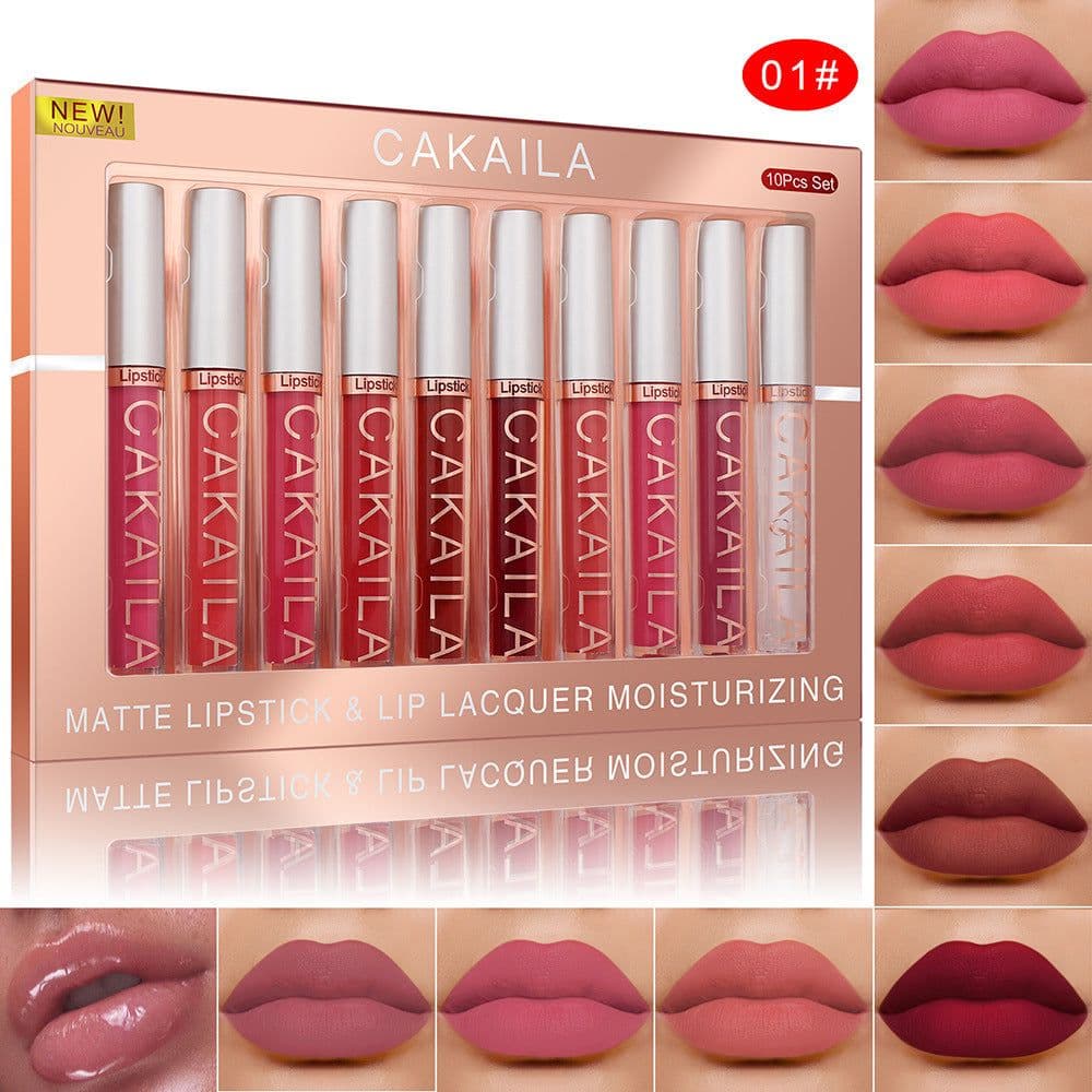 image-Pack Of 10 Matte Nonstick Cup Waterproof Lip Gloss