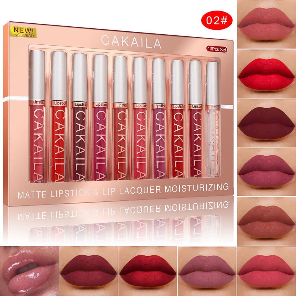 image-Pack Of 10 Matte Nonstick Cup Waterproof Lip Gloss