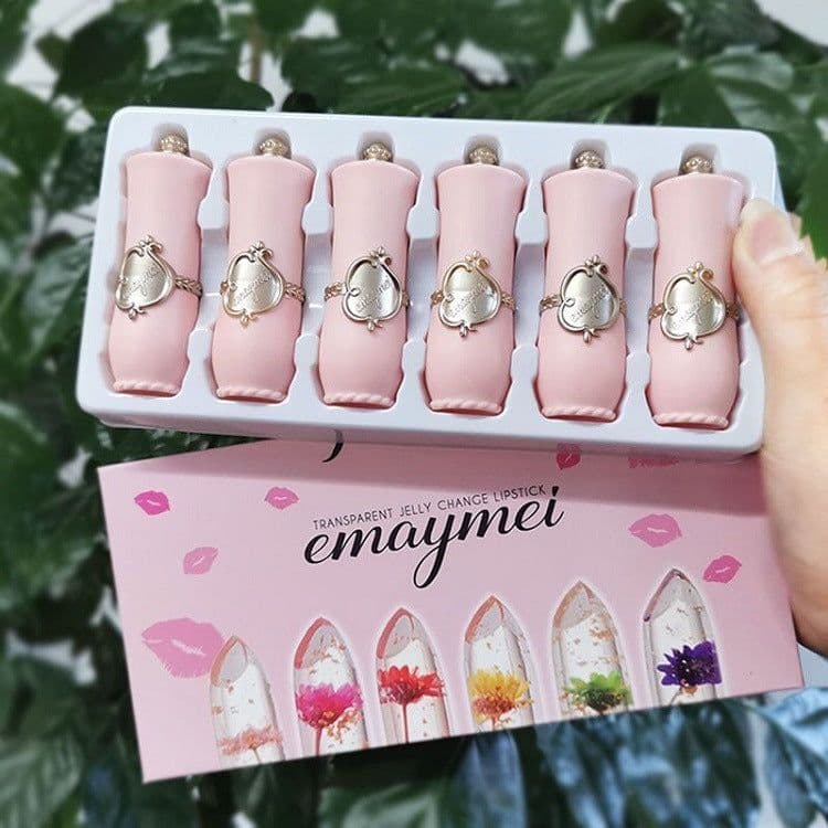 image-Jelly Flower Lipstick Color Changing Lip Gloss Moistening Temperature Crystal Pomade Transparent Lip Color Balm Makeup Cosm