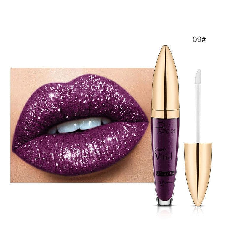 image-Pudaier Sip Glitter Flip Matte Shimmer Lip Gloss No Stain On Cup Diamond Lipstick