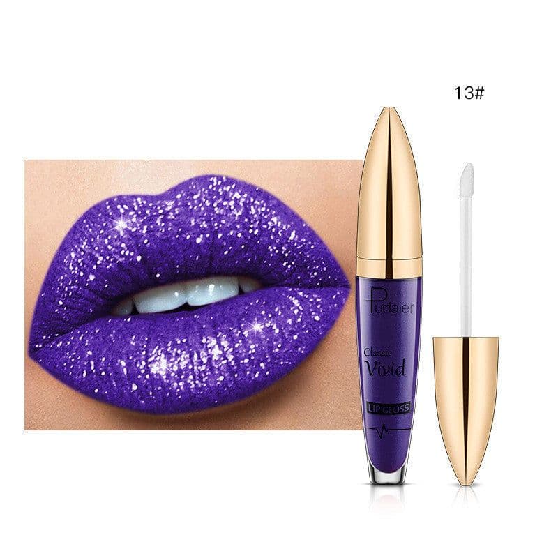 image-Pudaier Sip Glitter Flip Matte Shimmer Lip Gloss No Stain On Cup Diamond Lipstick