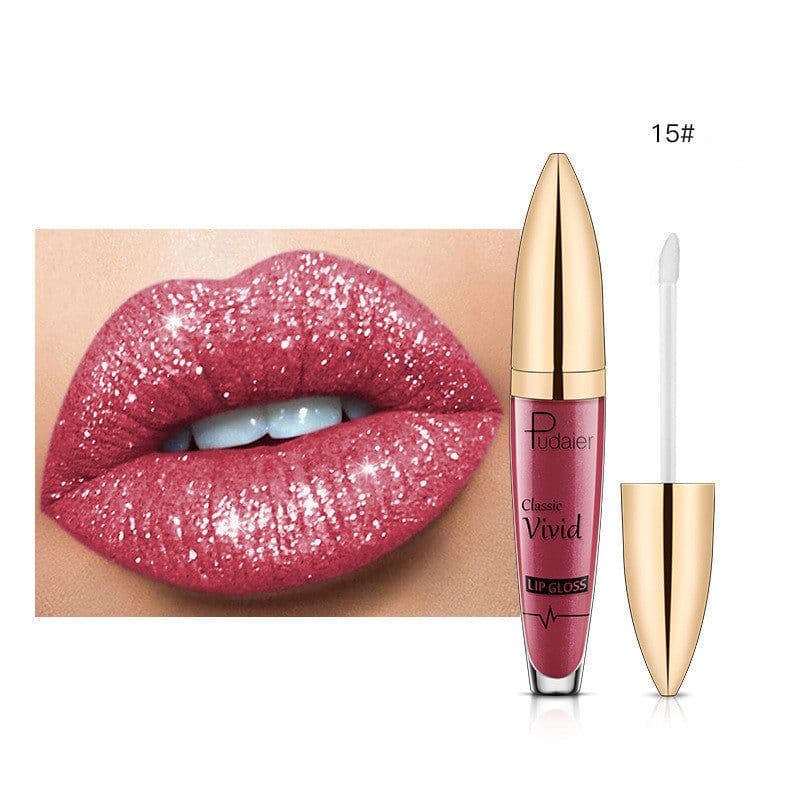 image-Pudaier Sip Glitter Flip Matte Shimmer Lip Gloss No Stain On Cup Diamond Lipstick