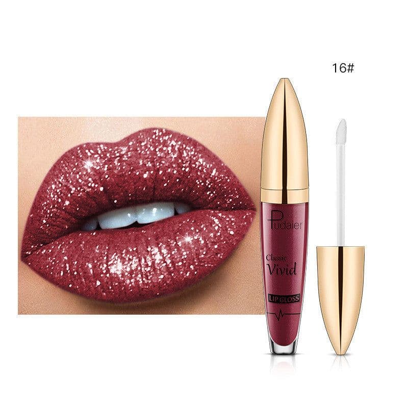 image-Pudaier Sip Glitter Flip Matte Shimmer Lip Gloss No Stain On Cup Diamond Lipstick