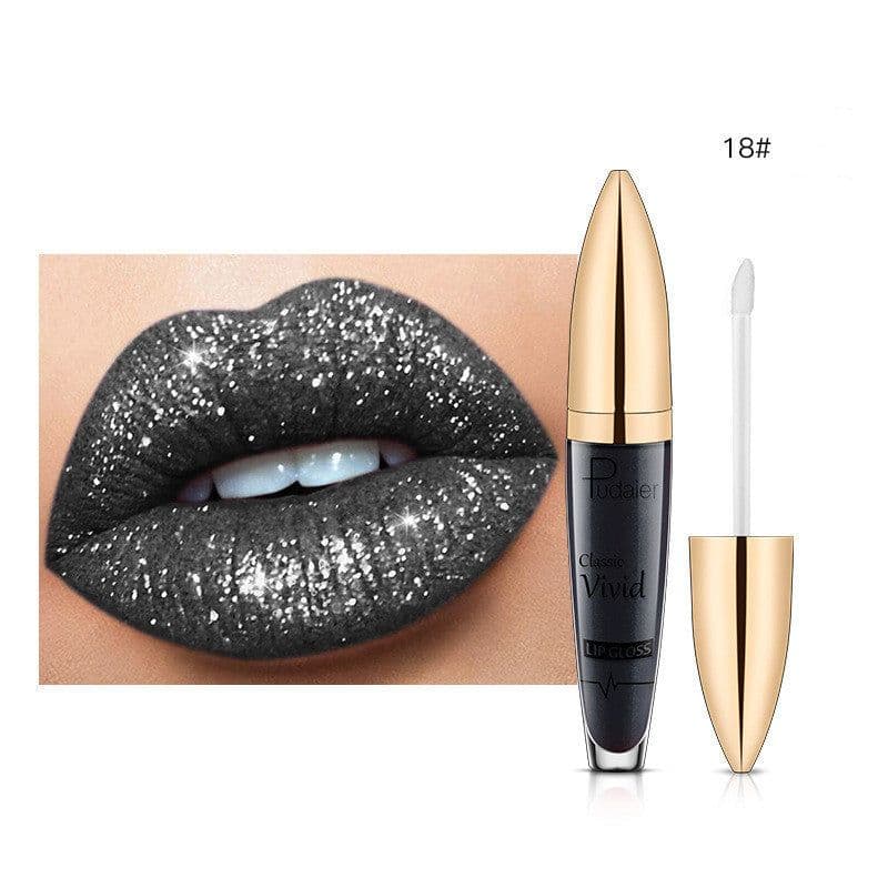 image-Pudaier Sip Glitter Flip Matte Shimmer Lip Gloss No Stain On Cup Diamond Lipstick