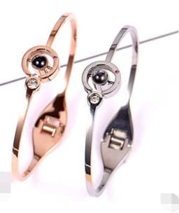 image-Japanese and Korean version of color gold 18K rose gold four-leaf clover bracelet female black alloy open bracelet jewelry