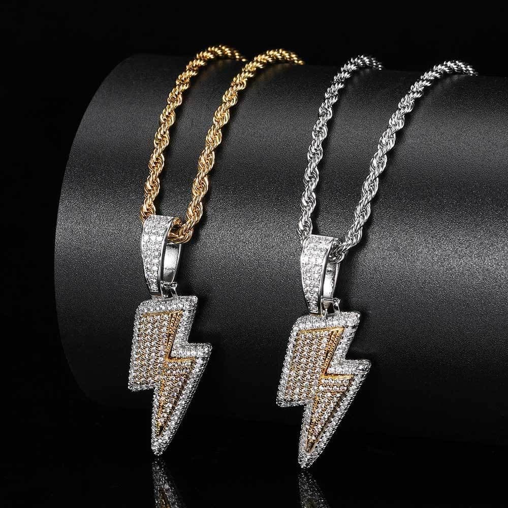 image-Hot Selling Lightning Hip Hop Pendant Micro-inlaid Zircon Hip Hop Fashion Trendy Hip Hop Jewelry