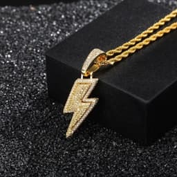 image-Hot Selling Lightning Hip Hop Pendant Micro-inlaid Zircon Hip Hop Fashion Trendy Hip Hop Jewelry