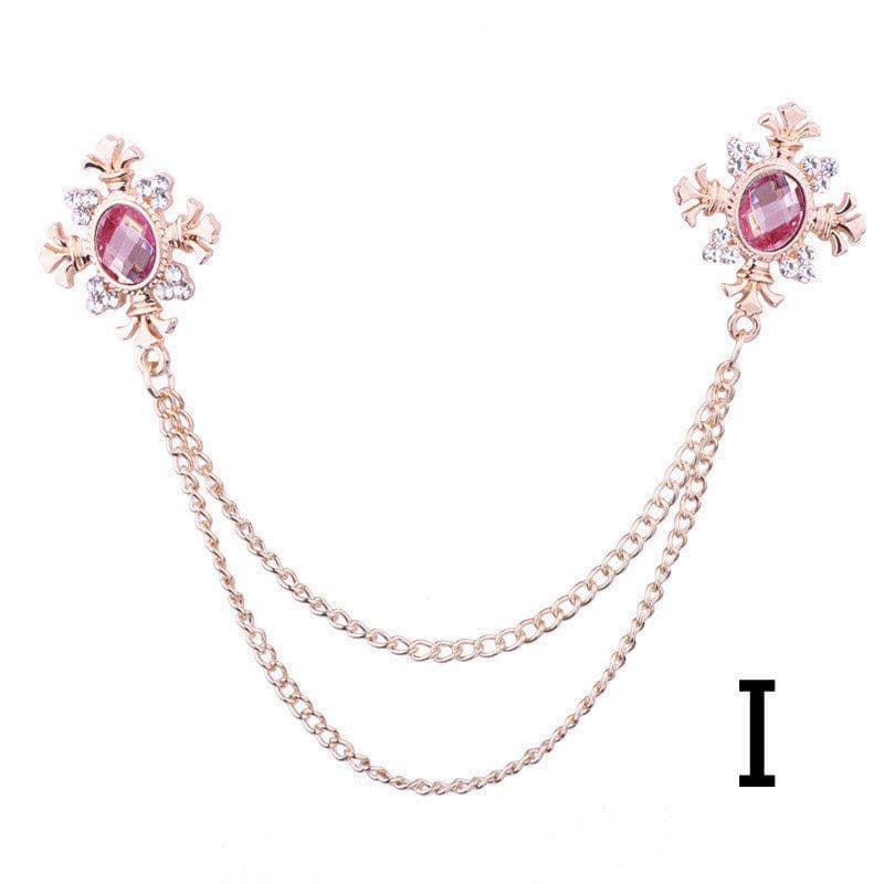 image-Fringed Rhinestone Cross Collar Chain Accessories Brooch Personalized Collar Pin