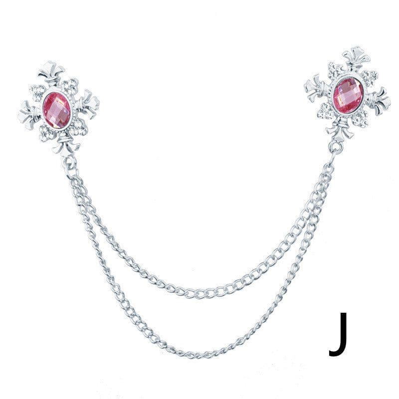 image-Fringed Rhinestone Cross Collar Chain Accessories Brooch Personalized Collar Pin