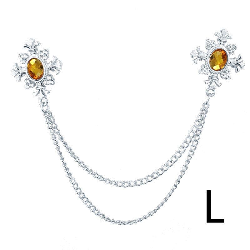 image-Fringed Rhinestone Cross Collar Chain Accessories Brooch Personalized Collar Pin