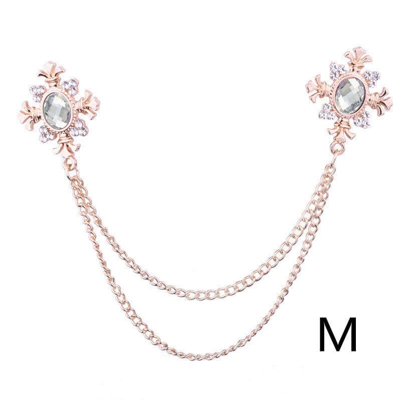 image-Fringed Rhinestone Cross Collar Chain Accessories Brooch Personalized Collar Pin