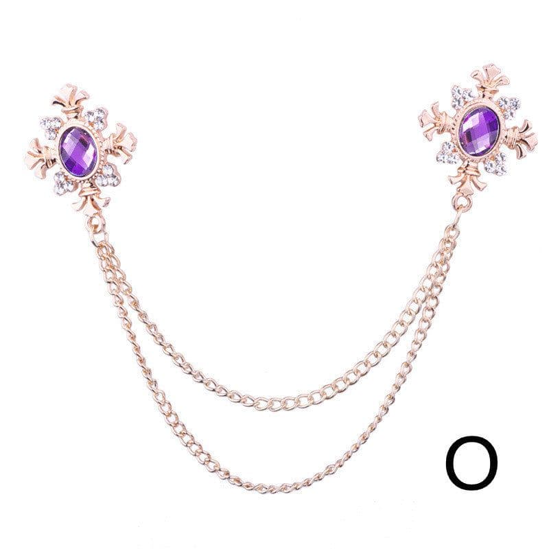 image-Fringed Rhinestone Cross Collar Chain Accessories Brooch Personalized Collar Pin