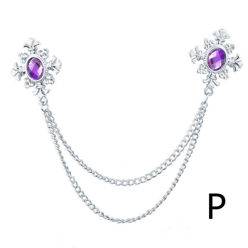 image-Fringed Rhinestone Cross Collar Chain Accessories Brooch Personalized Collar Pin