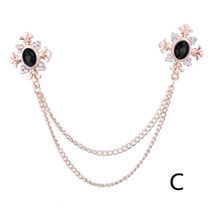 image-Fringed Rhinestone Cross Collar Chain Accessories Brooch Personalized Collar Pin