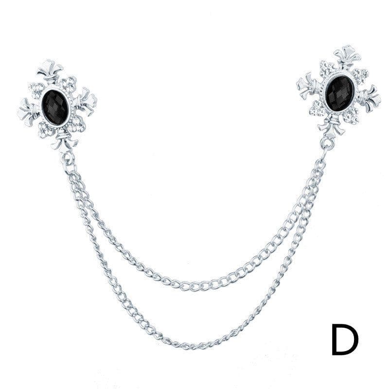 image-Fringed Rhinestone Cross Collar Chain Accessories Brooch Personalized Collar Pin