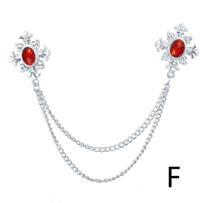 image-Fringed Rhinestone Cross Collar Chain Accessories Brooch Personalized Collar Pin