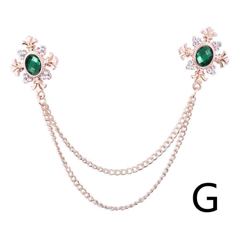 image-Fringed Rhinestone Cross Collar Chain Accessories Brooch Personalized Collar Pin