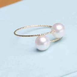 image-18k Gold Pearl Elastic Ring Au750 Color Gold Adjustable