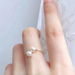 image-18k Gold Pearl Elastic Ring Au750 Color Gold Adjustable