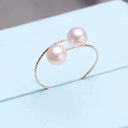 image-18k Gold Pearl Elastic Ring Au750 Color Gold Adjustable