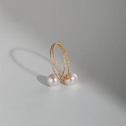 image-18k Gold Pearl Elastic Ring Au750 Color Gold Adjustable