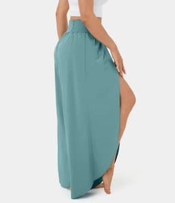 image-Loose Split Yoga Pants Summer Elastic High Waist Wide Leg Trousers Women's Fashion Versatile Clothing