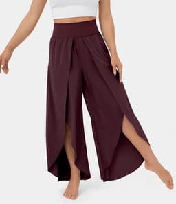 image-Loose Split Yoga Pants Summer Elastic High Waist Wide Leg Trousers Women's Fashion Versatile Clothing