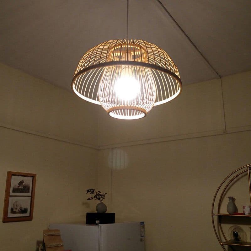 image-Chinese Style Bamboo Chandelier Creative Round Lobby Lobby Atmosphere