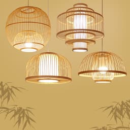 image-Chinese Style Bamboo Chandelier Creative Round Lobby Lobby Atmosphere