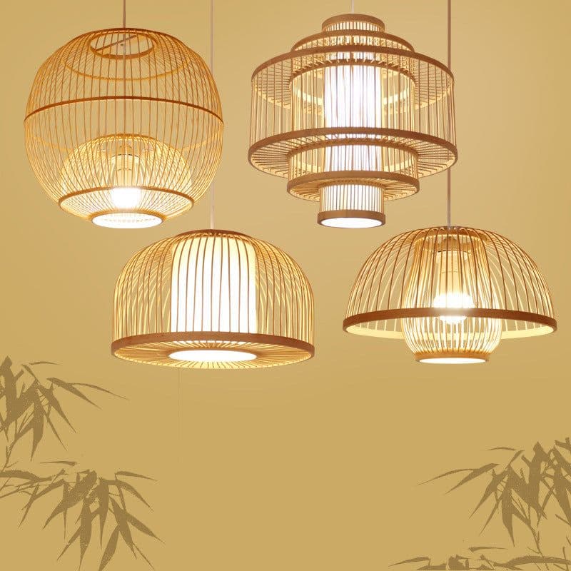 image-Chinese Style Bamboo Chandelier Creative Round Lobby Lobby Atmosphere