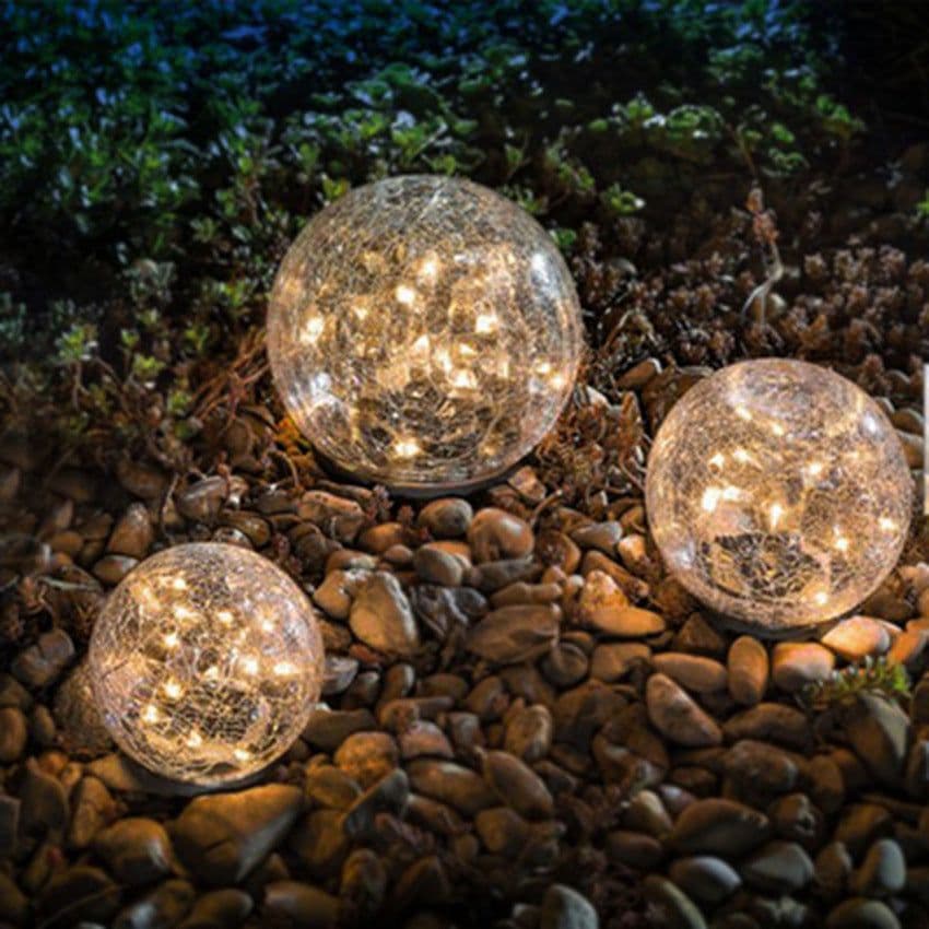 image-Cracked Glass Ball LED Solar Light Solar Power Garden Light Outdoor Waterproof Ground Lamp Buried Light for Path Yard Lawn