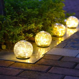 image-Cracked Glass Ball LED Solar Light Solar Power Garden Light Outdoor Waterproof Ground Lamp Buried Light for Path Yard Lawn