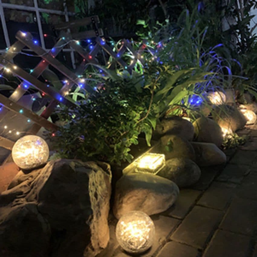 image-Cracked Glass Ball LED Solar Light Solar Power Garden Light Outdoor Waterproof Ground Lamp Buried Light for Path Yard Lawn