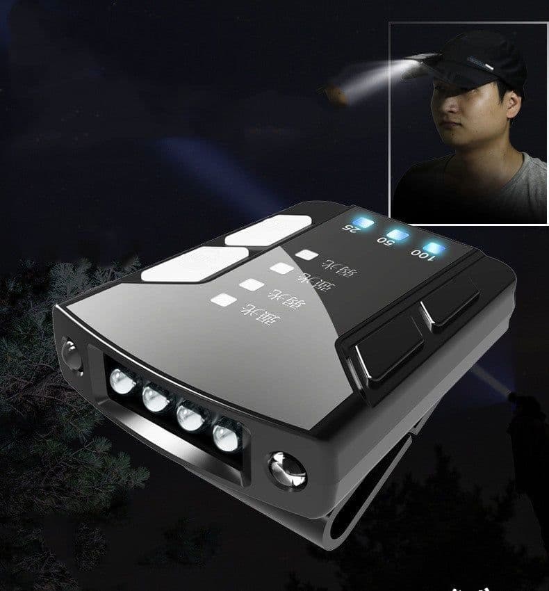 image-Power Indicator USB Rechargeable Fishing Headlight Night Fishing Cap Clip Light Strong Light Clip Cap Light