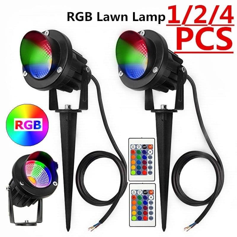 image-10W Rgb Lawn Lamp Colorful Remote Control Floodlight Outdoor Tree Lamp