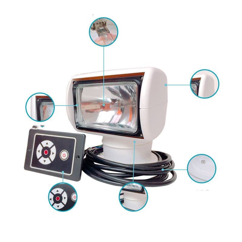 image-Boat Remote Control Spotlight Truck Marine Remote Searchlight 12V 100W Bulb