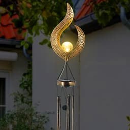 image-Solar Wrought Iron Wind Chime Lamp Outdoor Hollow Flame Sun Moon Lamp Garden Flame Suspension