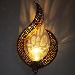 image-Solar Wrought Iron Wind Chime Lamp Outdoor Hollow Flame Sun Moon Lamp Garden Flame Suspension