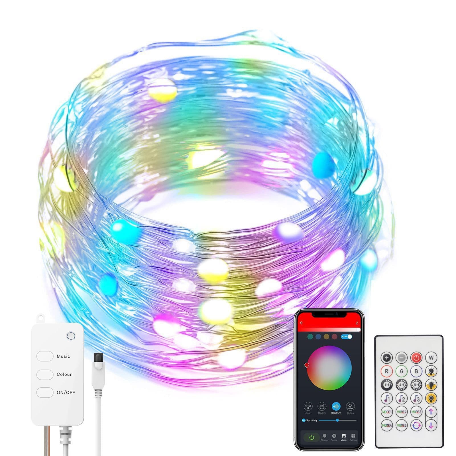 image-Smart LED String Lights Dancing With Music Sync Dreamcolor Fairy Lamp Garland For Home Christmas New Year's Decor Lighting