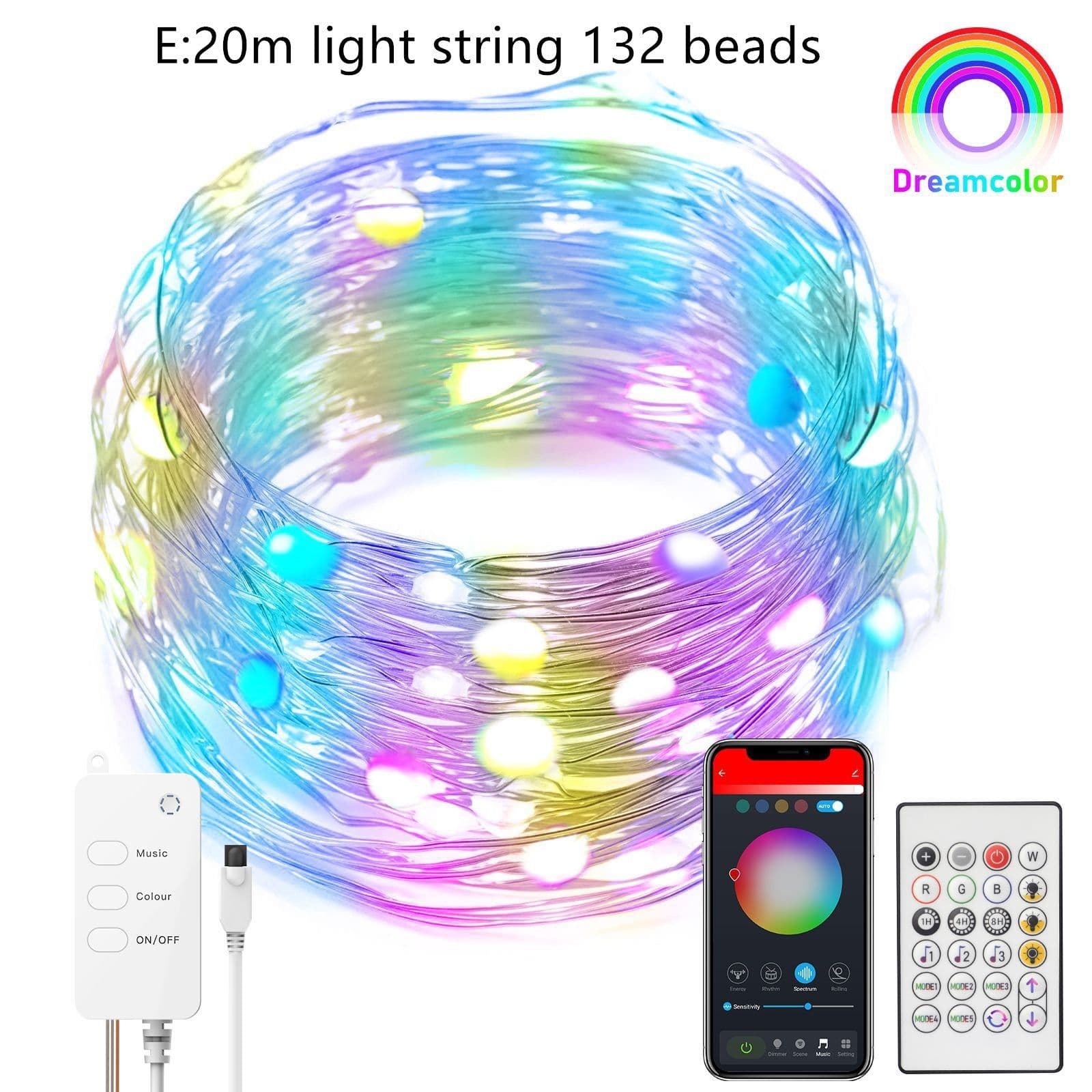 image-Smart LED String Lights Dancing With Music Sync Dreamcolor Fairy Lamp Garland For Home Christmas New Year's Decor Lighting