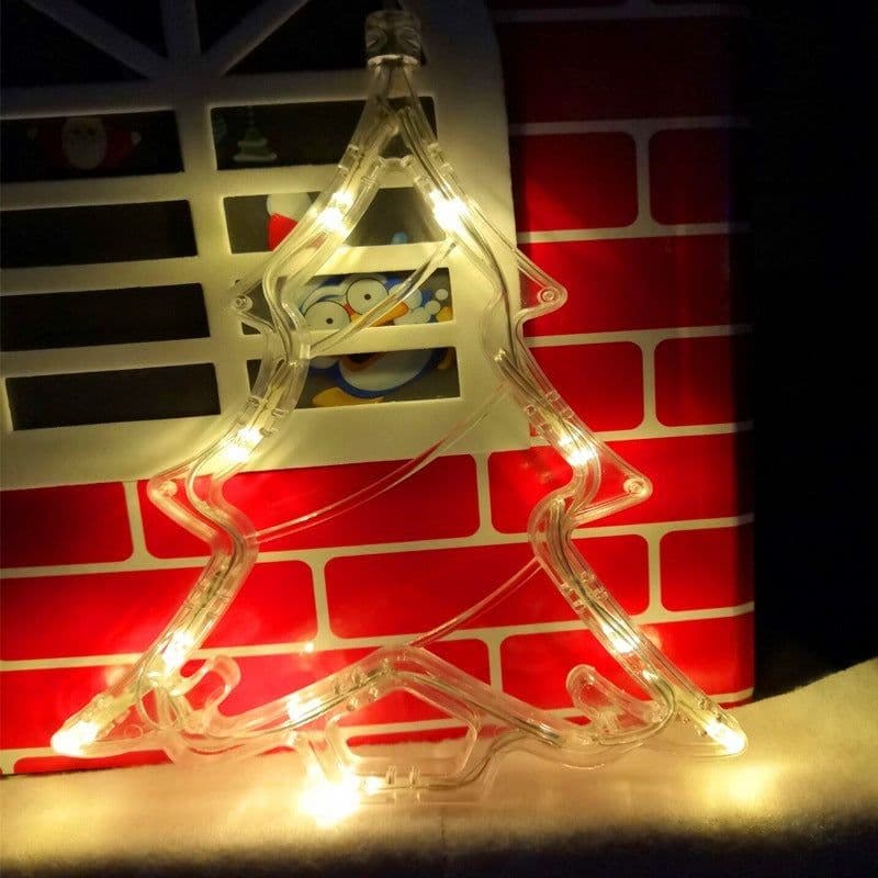 image-Christmas Lights LED Fawn Bells Pine Tree Stars Moon Shaped Decorative Lights