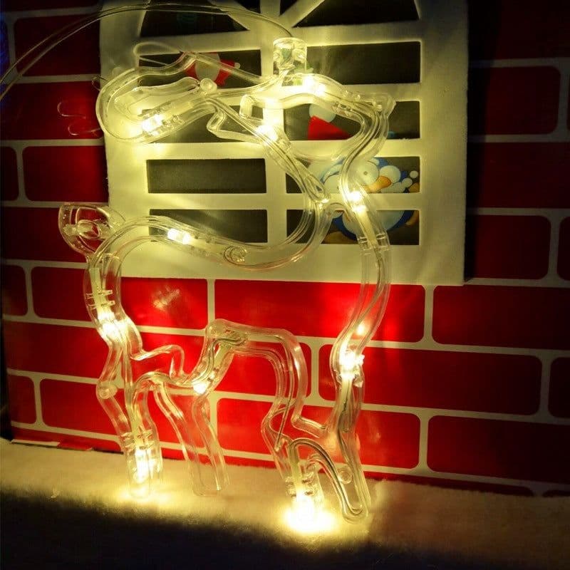 image-Christmas Lights LED Fawn Bells Pine Tree Stars Moon Shaped Decorative Lights