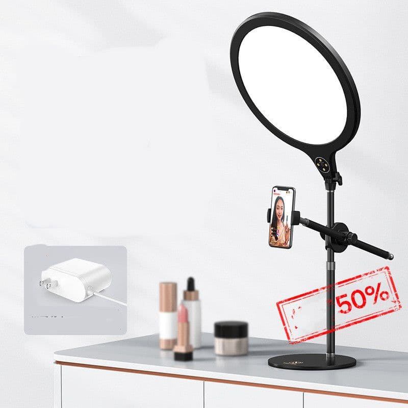 image-Photo Full Screen Beauty Lamp Mobile Phone Telescopic Desktop Floor Fill Light Bracket