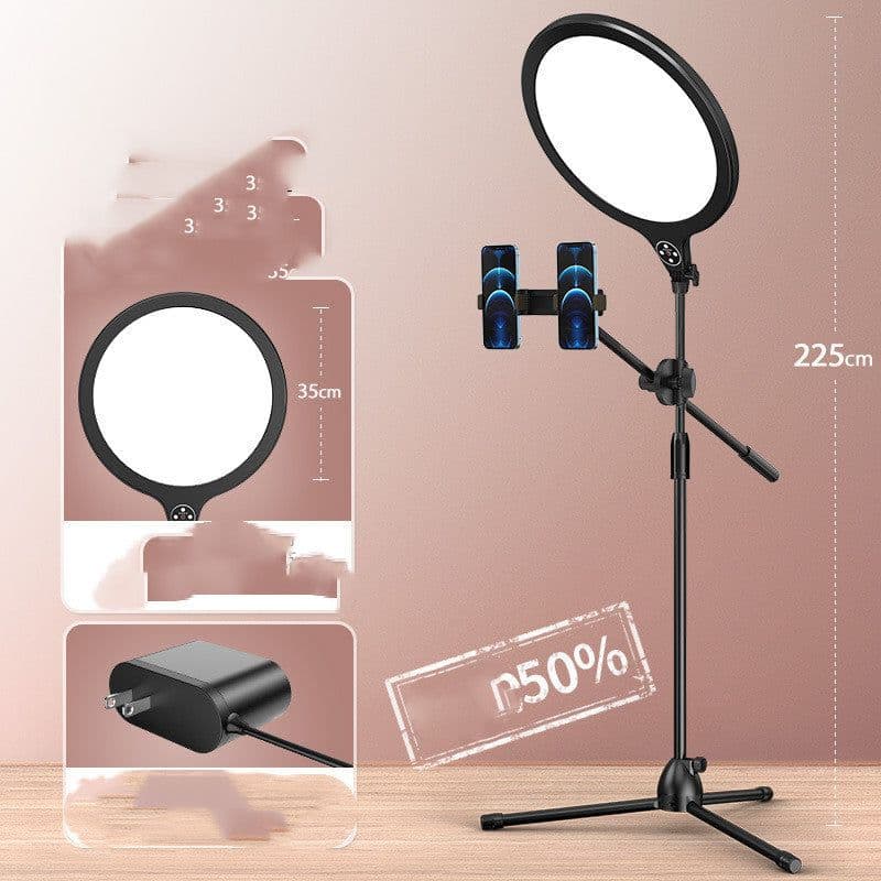 image-Photo Full Screen Beauty Lamp Mobile Phone Telescopic Desktop Floor Fill Light Bracket