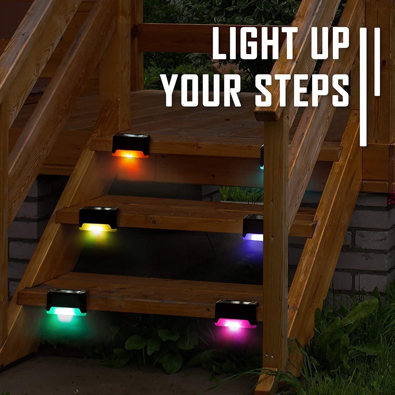 image-Solar Step Light Outdoor Garden Light Night Light LED Guide Light Ladder Stair Light Balcony Decoration Waterproof