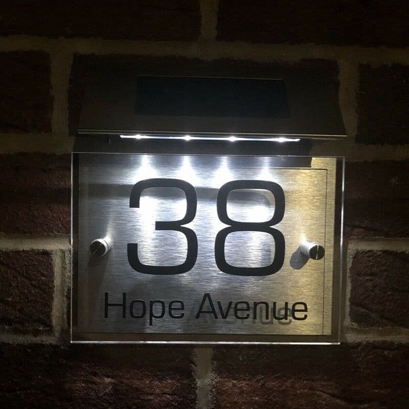 image-Solar Powered Doorplate Light Digital Address Indication Number Plate Light Control Door Number Warning Sign